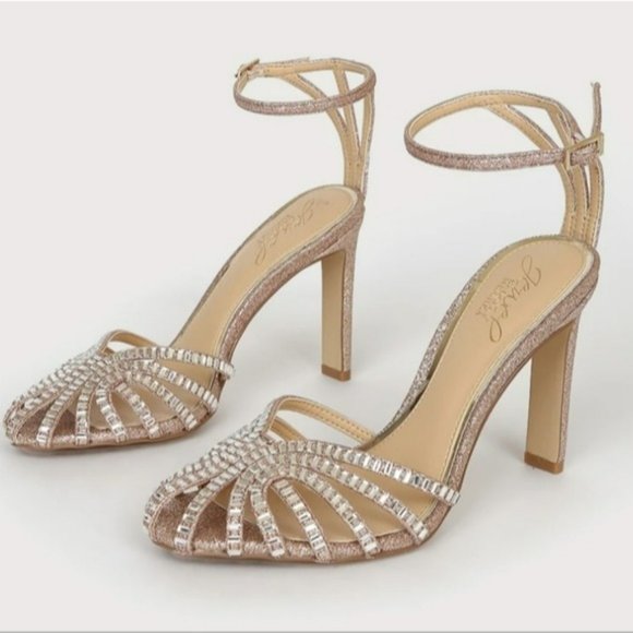 Badgley Mischka Shoes - Jewel by Badgley Mischka Polly High Heel Evening Sandals Rose Gold Glitter -6.5